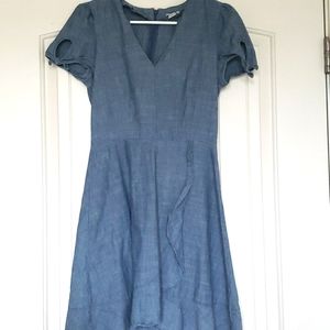 JCrew Chambray Ruffle Mini Dress